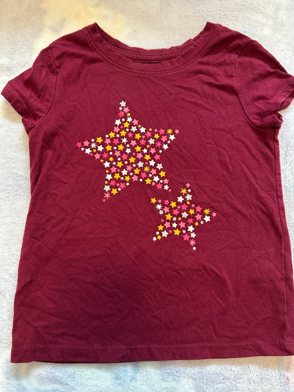Cat & Jack Burgundy Short Sleeve Tee with Star Print